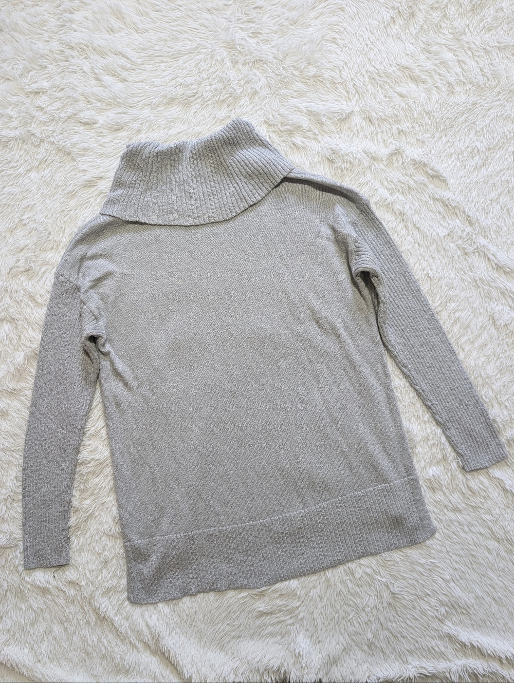 Wonderly Grey Tunic Length Cowl Neck Long Sleeve Ribbed Knit Sweater Size XL - Picture 8 of 12